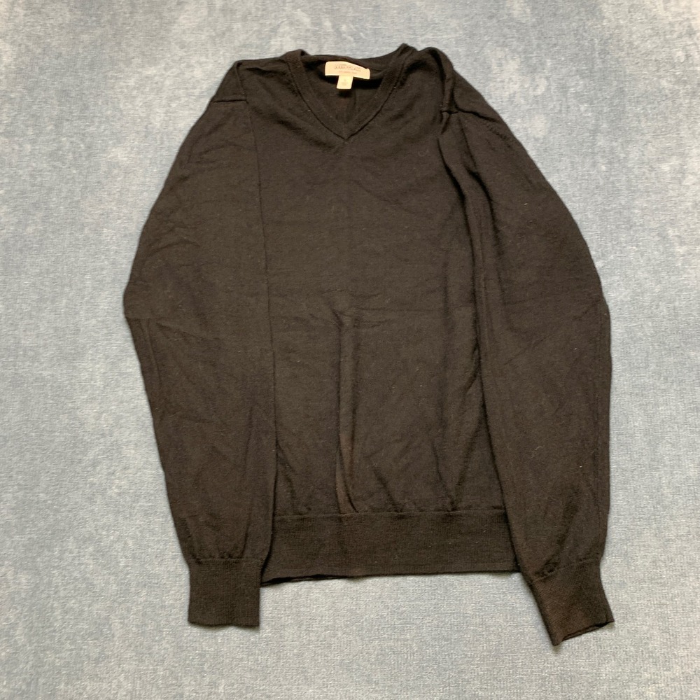 Goodthreads Merino Wool Sweater Mens Large Black Knit V-Neck Classic Fit Winter